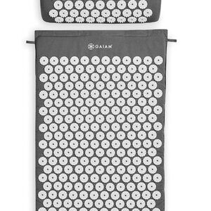 Gaiam Accupressure Mat & Pillow Set, Gray & White